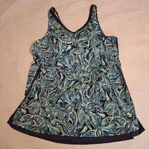 Swimsuits for All Size 30 2 Pc Set Swim Skort & V-Neck Tankini‎ Top Built in Bra